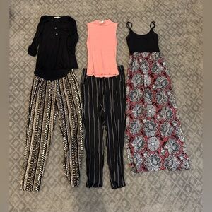Women’s Bundle Black and White pattern Pants outfits and maxi dress size s
